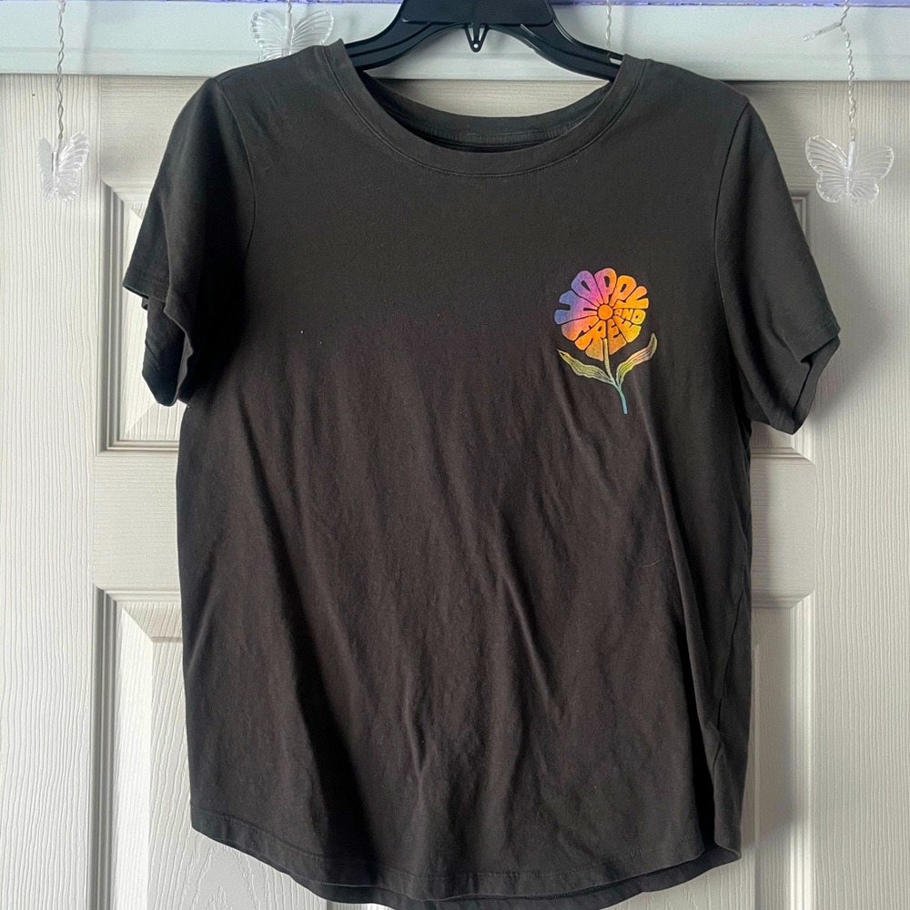 Tee with design on front and back.